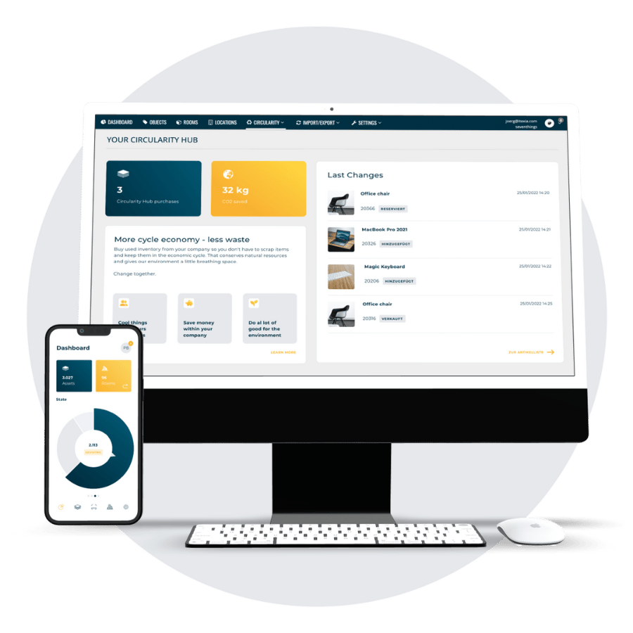 Circularity Hub von seventhings auf dem Desktop und dem Handy