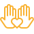 Zwei Hände mit Herz in der Mitte Icon Orange