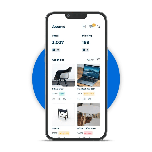 Asset list in the app